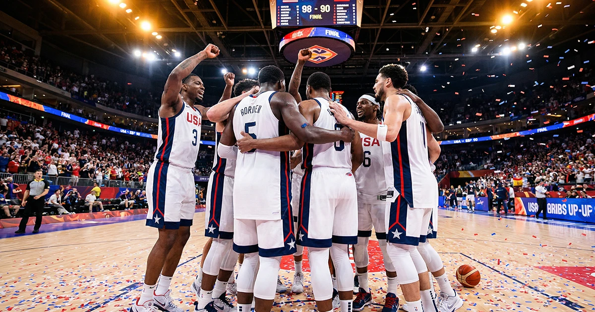 Deutsche Basketball-Nationalmannschaft feiert einen Sieg bei der Weltmeisterschaft