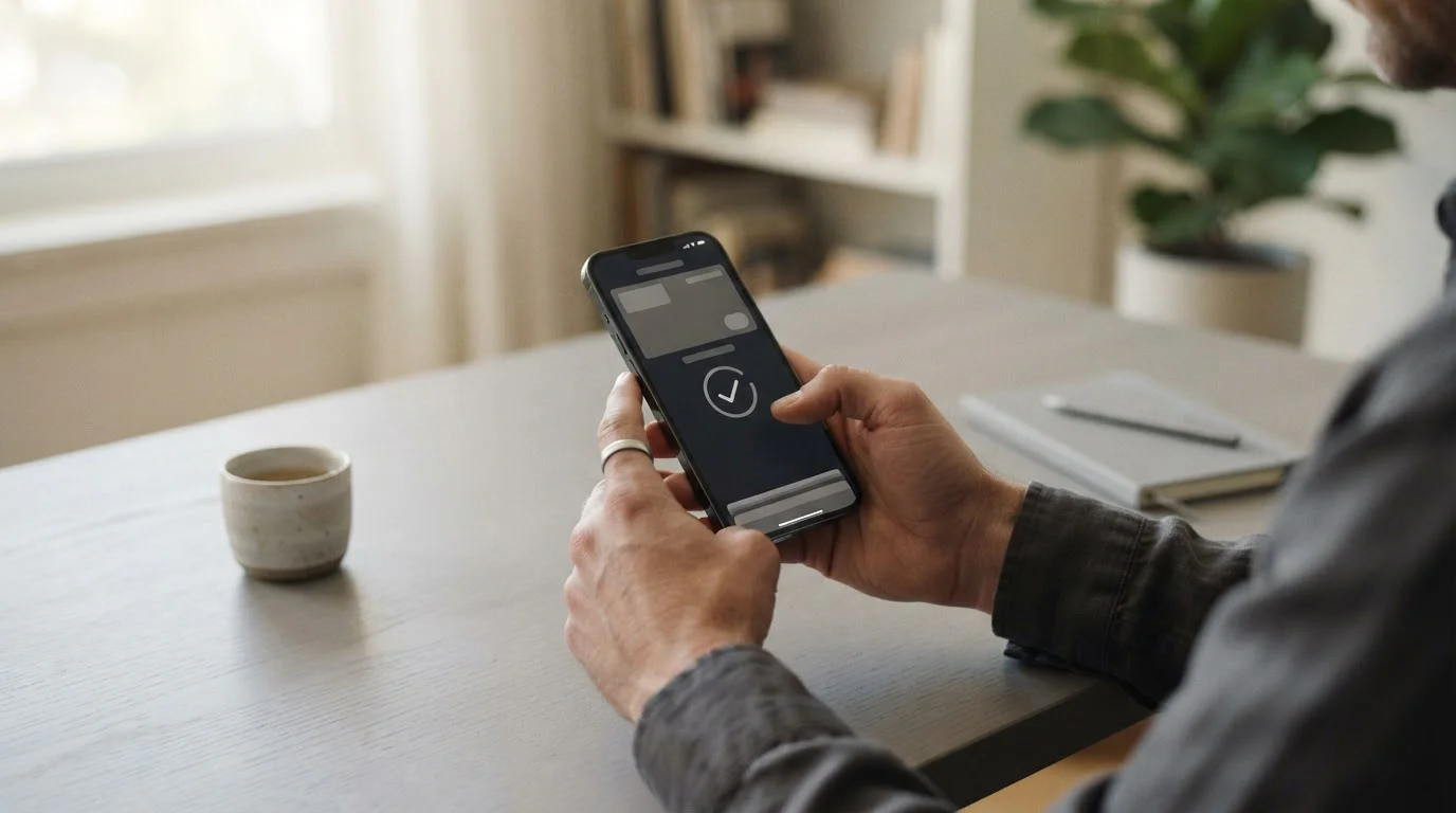 Smartphone mit Apple Pay Zahlungsvorgang bei deutschem Wettanbieter