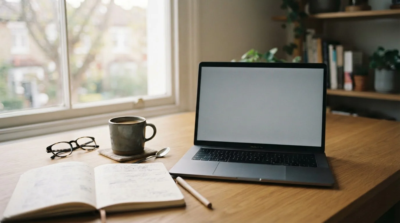 Schreibtisch mit Notizen und Laptop zum Vergleich von Wettanbietern mit kleiner Mindesteinzahlung