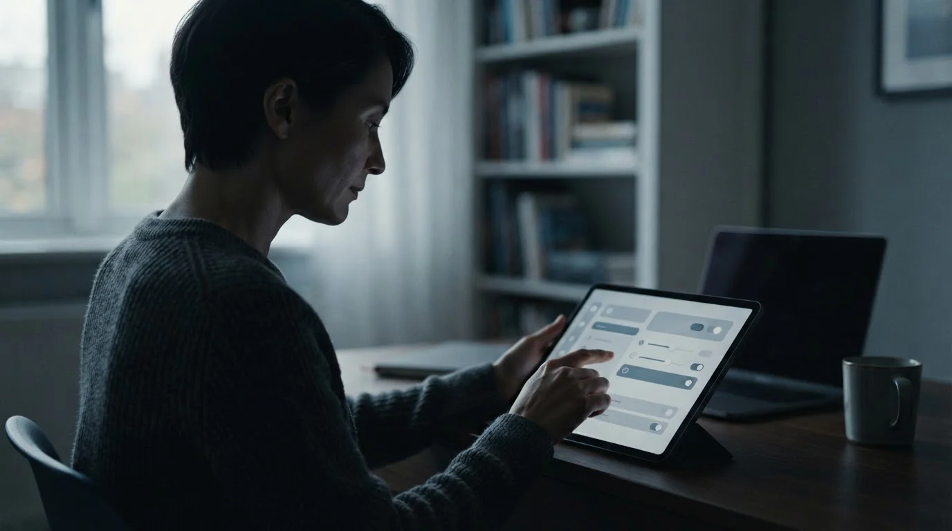 Person setzt Limits für verantwortungsvolles Spielen auf einem Tablet