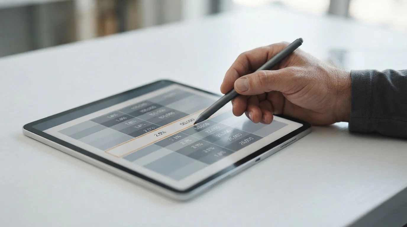 Detailansicht von Transaktionsgebühren auf digitalem Interface