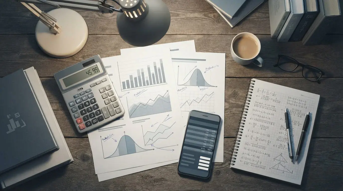 Taschenrechner und Diagramme zur Analyse von Wettquoten und statistischen Grenzwerten
